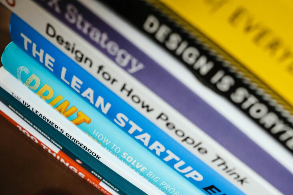 blue white and yellow books